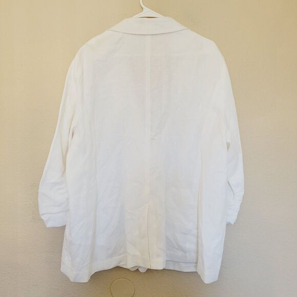 Michael Kors Womens 100% Linen White Blazer Size 20w One Button Single Breasted - Picture 11 of 11